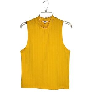 Vans Of The Wall Stretchy Ribbed Yellow Sleeveless High Neckline Versatile Top L